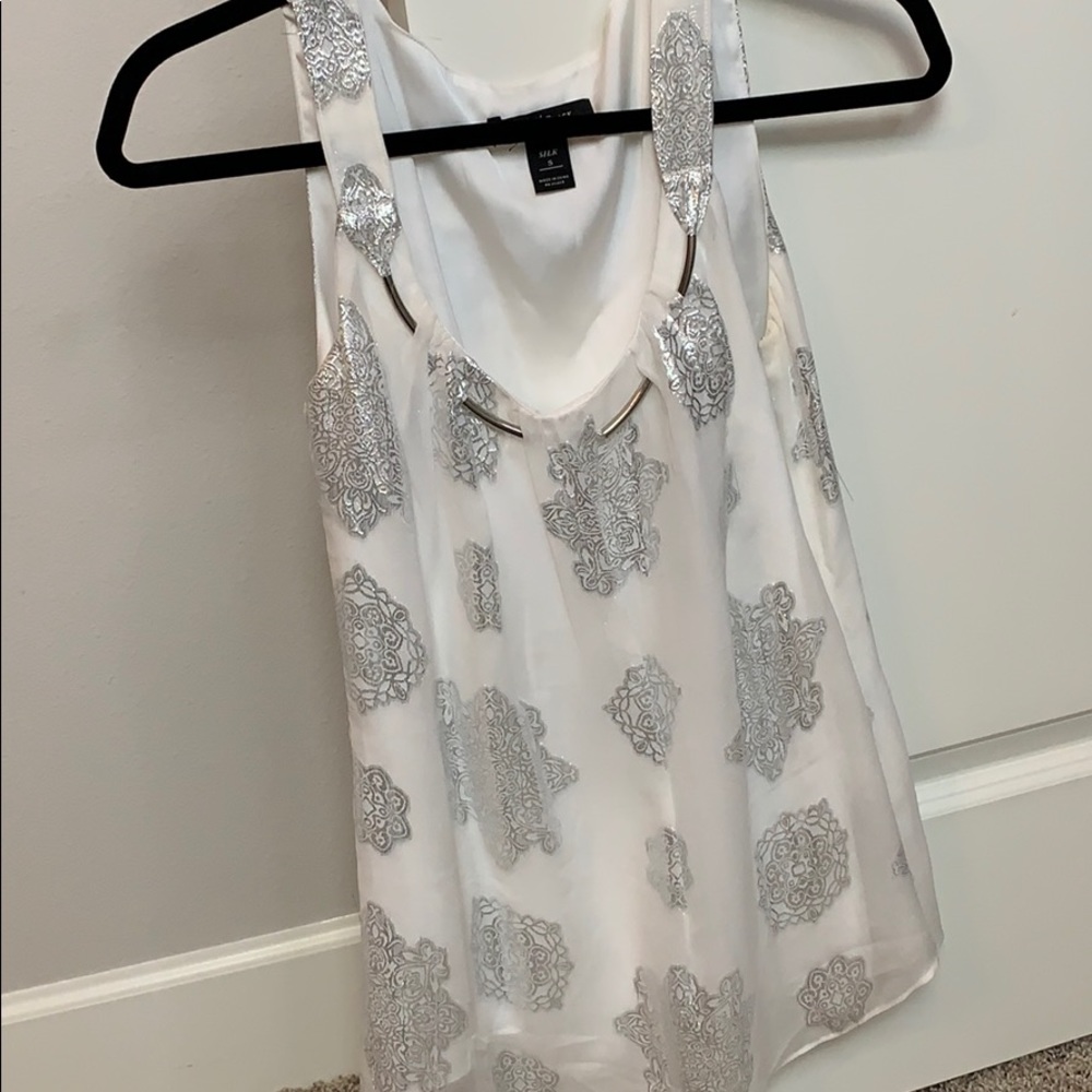 White silk tank with medallions